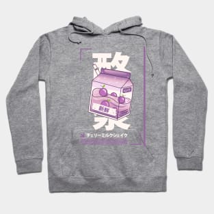 funny retro 90s japanese kawaii cherry milk shake carton Hoodie